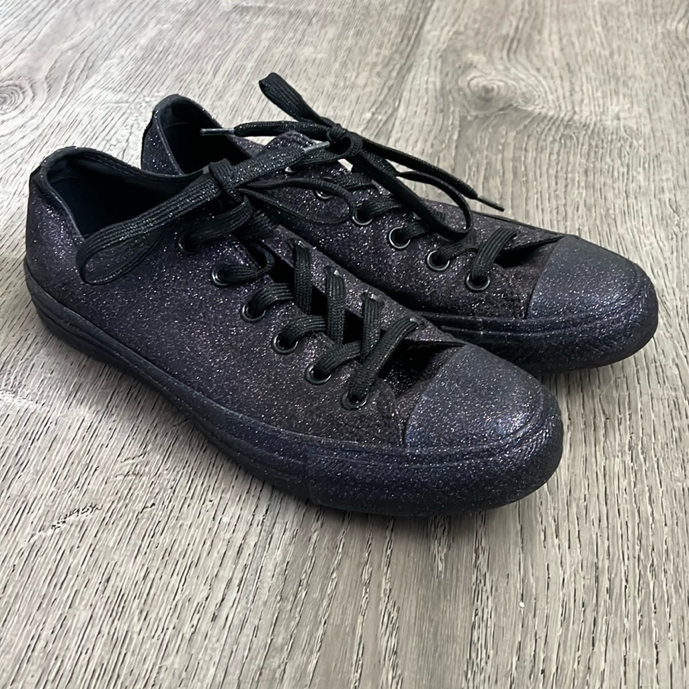 Converse All Star black with purple glitter all over